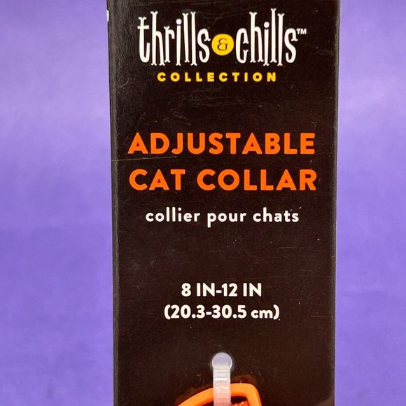 Thrills & Chills Glow In The Dark Halloween Cat Collar Bow w/Pumpkin XS 8.5-12" - Picture 3 of 4